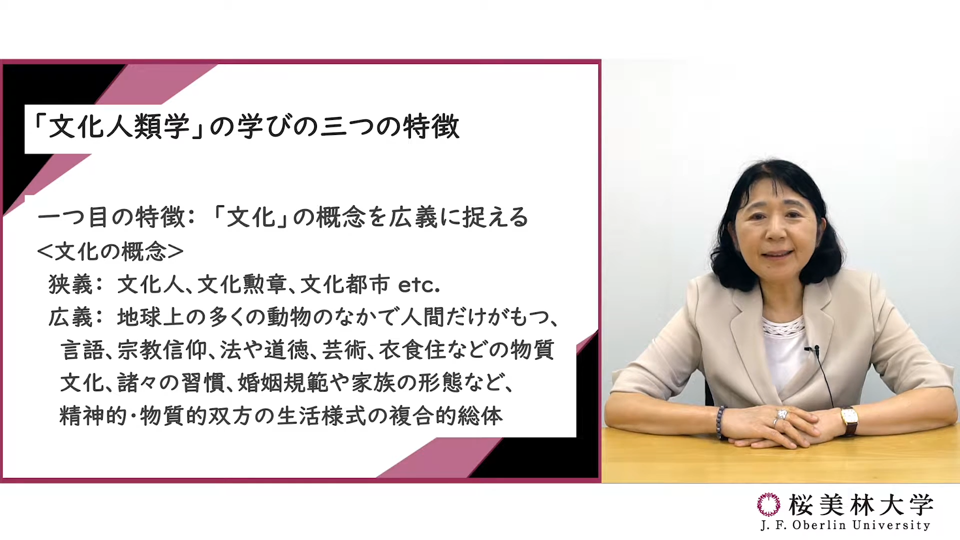 文化人類学プログラムの概要説明の動画