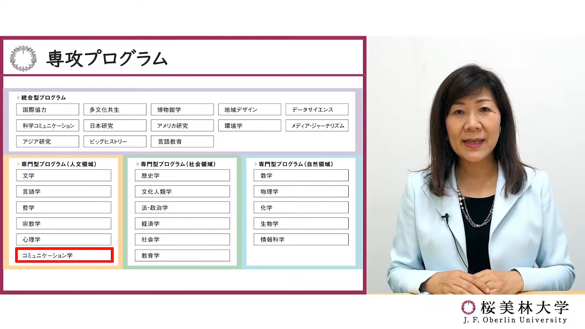 コミュニケーション学プログラムの概要説明の動画