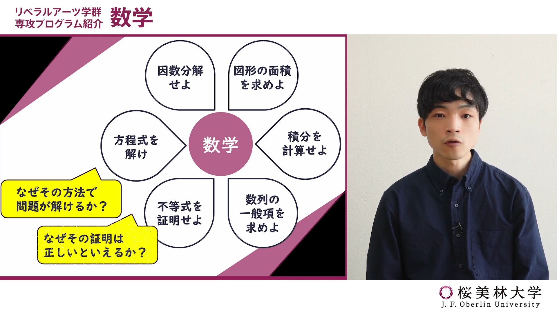 Video explaining the overview of the mathematics program