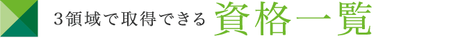 3領域で取得できる資格一覧
